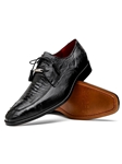 Black Genuine Ostrich Leather Men's Derby Shoe | Marco Di Milano Lace Up Shoes Collection | Sam's Tailoring Fine Men's Clothing