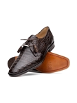 Brown Caiman Crocodile Dress Derby Men's Shoe | Marco Di Milano Lace Up Shoes Collection | Sam's Tailoring Fine Men's Clothing