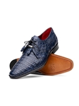 Navy Caiman Crocodile Dress Derby Men's Shoe | Marco Di Milano Lace Up Shoes Collection | Sam's Tailoring Fine Men's Clothing