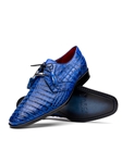 Electric Blue Caiman Crocodile Dress Derby Men's Shoe | Marco Di Milano Lace Up Shoes Collection | Sam's Tailoring Fine Men's Clothing