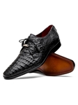 Black Caiman Crocodile Dress Derby Men's Shoe | Marco Di Milano Lace Up Shoes Collection | Sam's Tailoring Fine Men's Clothing