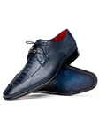 Navy Caiman & Lizard Dress Derby Men's Shoe | Marco Di Milano Lace Up Shoes Collection | Sam's Tailoring Fine Men's Clothing