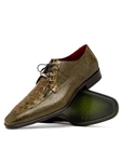 Olive Green Caiman & Lizard Dress Derby Men's Shoe | Marco Di Milano Lace Up Shoes Collection | Sam's Tailoring Fine Men's Clothing