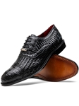 Black Caiman Crocodile Classic Dress Oxford Shoe | Marco Di Milano Lace Up Shoes Collection | Sam's Tailoring Fine Men's Clothing