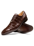 Brown Alligator Leather Handcrafted Dress Oxford  | Marco Di Milano Lace Up Shoes Collection | Sam's Tailoring Fine Men's Clothing