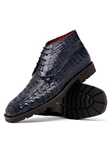 Navy Caiman Crocodile Leather Men's Chuka Boot | Marco Di Milano Lace Up Shoes Collection | Sam's Tailoring Fine Men's Clothing
