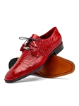 Red Genuine Alligator Leather Men's Derby Shoe | Marco Di Milano Lace Up Shoes Collection | Sam's Tailoring Fine Men's Clothing