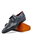 Rustic Gray Genuine Alligator Leather Derby Shoe | Marco Di Milano Lace Up Shoes Collection | Sam's Tailoring Fine Men's Clothing