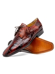 Rustic Cognac Genuine Alligator Leather Derby Shoe | Marco Di Milano Lace Up Shoes Collection | Sam's Tailoring Fine Men's Clothing
