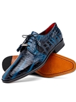 Rustic Navy Genuine Alligator Leather Derby Shoe | Marco Di Milano Lace Up Shoes Collection | Sam's Tailoring Fine Men's Clothing