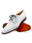 White Genuine Alligator Leather Men's Derby Shoe | Marco Di Milano Lace Up Shoes Collection | Sam's Tailoring Fine Men's Clothing
