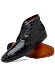 Black Leather Lining Alligator Men's Lace Up Shoe | Marco Di Milano Lace Up Shoes Collection | Sam's Tailoring Fine Men's Clothing
