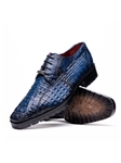 Navy Stained Genuine Caiman Crocodile Men's Shoe | Marco Di Milano Lace Up Shoes Collection | Sam's Tailoring Fine Men's Clothing