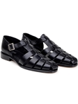 Black Italian Deerskin Leather Men's Sandal | Belvedere Studio Shoes | Sam's Tailoring Fine Men's Clothing