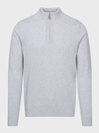 Grey Quarter Zip Closure Highneck Men's Sweater | Emanuel Berg Sweaters Collection | Sam's Tailoring Fine Men Clothing