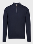 Navy Quarter Zip Closure Highneck Men's Sweater | Emanuel Berg Sweaters Collection | Sam's Tailoring Fine Men Clothing