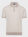 Beige Three Buttons Short Sleeve Men's Jacquard Polo | Emanuel Berg Polos Collection | Sam's Tailoring Fine Men Clothing