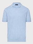 Blue Johnny Collar Jacquard Short Sleeve Men's Polo | Emanuel Berg Polos Collection | Sam's Tailoring Fine Men Clothing
