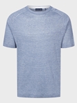 Blue Short Sleeve Reglan Linen Crew Neck T-Shirt | Emanuel Berg T-Shirts Collection | Sam's Tailoring Fine Men Clothing
