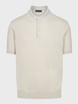 Beige Three Button Short Sleeve Men's Structured Polo | Emanuel Berg Polos Collection | Sam's Tailoring Fine Men Clothing