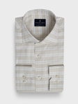 Beige Checked Cotton Twill Natural Stretch Yoga Dress Shirt | Emanuel Berg Business Shirts Collection | Sam's Tailoring Fine Men's Clothing