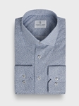 Blue Printed Cotton Poplin Stretch Sport Luxury Dress Shirt | Emanuel Berg Business Shirts Collection | Sam's Tailoring Fine Men's Clothing