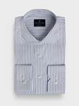 Blue Striped Cotton Dobby Natural Stretch Yoga Dress Shirt | Emanuel Berg Business Shirts Collection | Sam's Tailoring Fine Men's Clothing