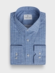 Blue Printed Cotton Poplin Stretch Luxury Men's Dress Shirt | Emanuel Berg Business Shirts Collection | Sam's Tailoring Fine Men's Clothing