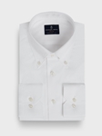 White Solid Cotton Dobby Natural Stretch Yoga Dress Shirt | Emanuel Berg Business Shirts Collection | Sam's Tailoring Fine Men's Clothing