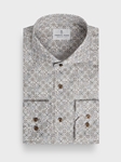 Beige Dobby Printed Cotton Sport Luxury Men's Dress Shirt | Emanuel Berg Business Shirts Collection | Sam's Tailoring Fine Men's Clothing