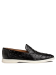 Black Marmi Ostrich Flex Men's Casual Moccasin | Mezlan Slip On's Collection | Sam's Tailoring Fine Men's Clothing