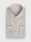 Light Beige Washed Natural Stretch Yoga Poplin Shirt | Emanuel Berg Business Shirts Collection | Sam's Tailoring Fine Men Clothing