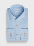 Light Pastel Blue Washed Natural Stretch Yoga Poplin Shirt | Emanuel Berg Business Shirts Collection | Sam's Tailoring Fine Men Clothing
