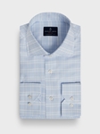 Pastel Blue Checked Cotton Twill Natural Stretch Yoga Dress Shirt | Emanuel Berg Business Shirts Collection | Sam's Tailoring Fine Men Clothing