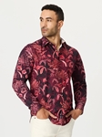 Burgundy Elmwood Long Sleeve Button Down Shirt | Robert Graham Long Sleeves Shirts Collection | Sam's Tailoring Fine Men Clothing