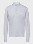 Light Grey Herringbone Jacquard Luxe Long Sleeve Men'S Polo | Emanuel Berg Polos Collection | Sam's Tailoring Fine Men Clothing