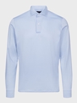 Pastel Blue Solid Textured Jacquard Luxe With Amf Long Sleeve Knit Polo  | Emanuel Berg Polos Collection | Sam's Tailoring Fine Men Clothing