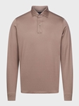 Brown Solid Textured Jacquard Luxe With Amf Long Sleeve Knit Polo  | Emanuel Berg Polos Collection | Sam's Tailoring Fine Men Clothing