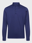 Navy Solid Textured Jacquard Luxe With Amf Long Sleeve Knit Polo  | Emanuel Berg Polos Collection | Sam's Tailoring Fine Men Clothing