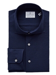 Navy Textured Crinkle Casual Sartorial Men'S Shirt | Emanuel Berg Casual Shirts Collection | Sam's Tailoring Fine Men Clothing