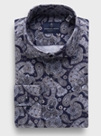 Navy Paisley Modern 4 Flex Stretch Knit Men'S Shirt | Emanuel Berg Casual Shirts Collection | Sam's Tailoring Fine Men Clothing