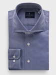 Navy Pattern Cotton Dobby Premium Luxury Dress Shirt | Emanuel Berg Business Shirts Collection | Sam's Tailoring Fine Men Clothing
