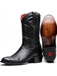 Black Genuine Python Men's Handcrafted Cowboy Boot | Western Boots Collection | Sam's Tailoring Fine Men's Clothing