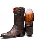 Brown Genuine Python Men's Handcrafted Cowboy Boot | Western Boots Collection | Sam's Tailoring Fine Men's Clothing