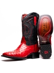 Red Genuine Ostrich Skin Men's Cowboy Boot | Western Boots Collection | Sam's Tailoring Fine Men's Clothing