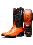 Orange Genuine Ostrich Skin Men's Cowboy Boot | Western Boots Collection | Sam's Tailoring Fine Men's Clothing