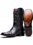 Black Genuine Ostrich Skin Men's Cowboy Boot | Western Boots Collection | Sam's Tailoring Fine Men's Clothing