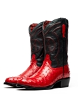 Red Ostrich Skin Vamp Men's Cowboy Boot | Western Boots Collection | Sam's Tailoring Fine Men's Clothing