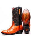 Orange Ostrich Skin Vamp Men's Cowboy Boot | Western Boots Collection | Sam's Tailoring Fine Men's Clothing