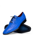 Electric Blue Ostrich Quill Lace Up Men's Derby Shoe | Marco Di Milano Lace Up Shoes Collection | Sam's Tailoring Fine Men's Clothing
